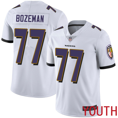 Baltimore Ravens Limited White Youth Bradley Bozeman Road Jersey NFL Football #77 Vapor Untouchable